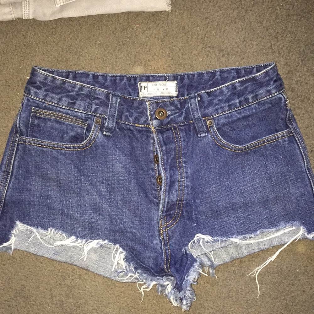 Free People high rise denim shorts
